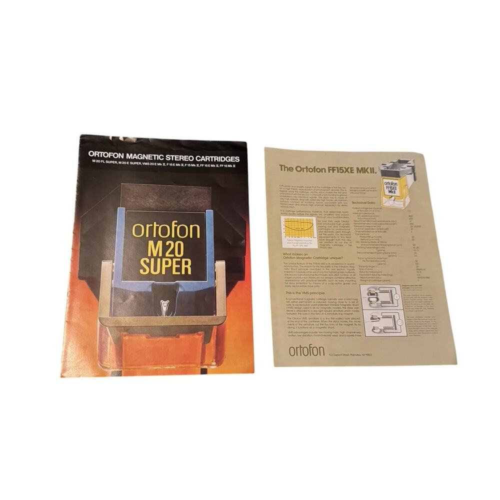 Ortofon M20 Super VMS20E Mk II F15E FF15E Cartridge Brochure Catalog Vintage